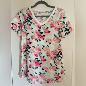 LuLaRoe Shirt with rose pattern